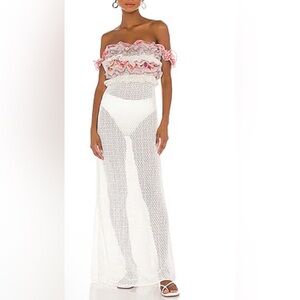 CHIO Long Knit Ruffle Dress in Print XS